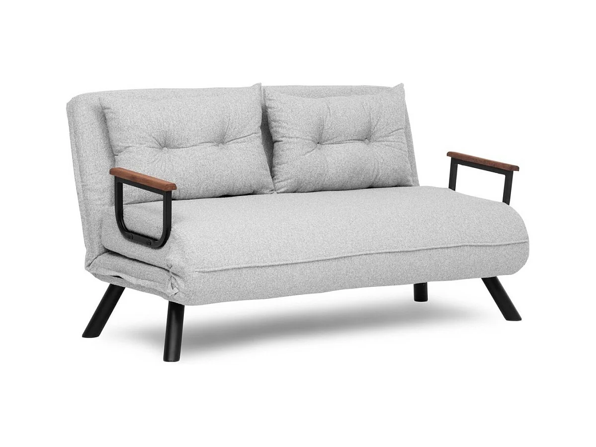 Canapé lit 2 places convertible en tissu bouclette avec pieds en métal L133 cm - SANDO