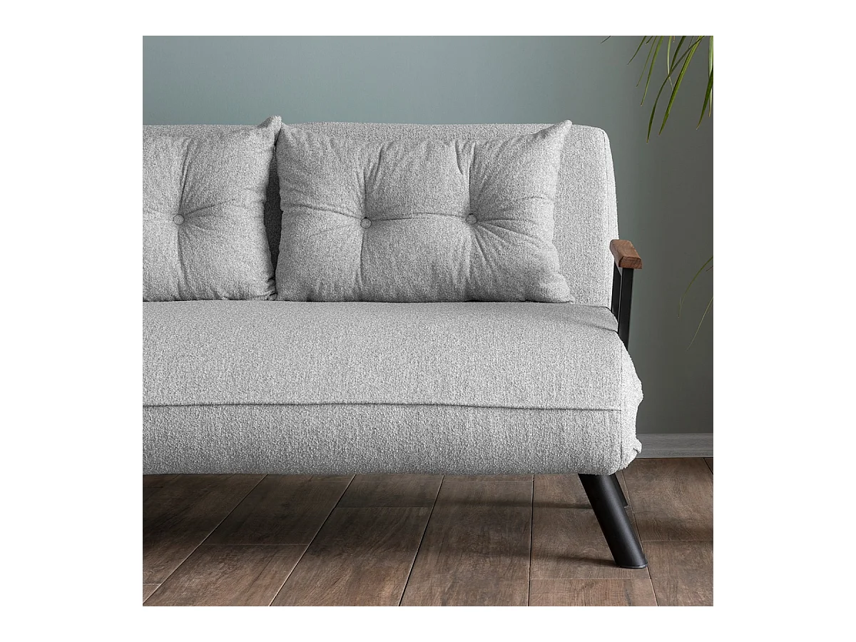 Canapé lit 2 places convertible en tissu bouclette avec pieds en métal L133 cm - SANDO