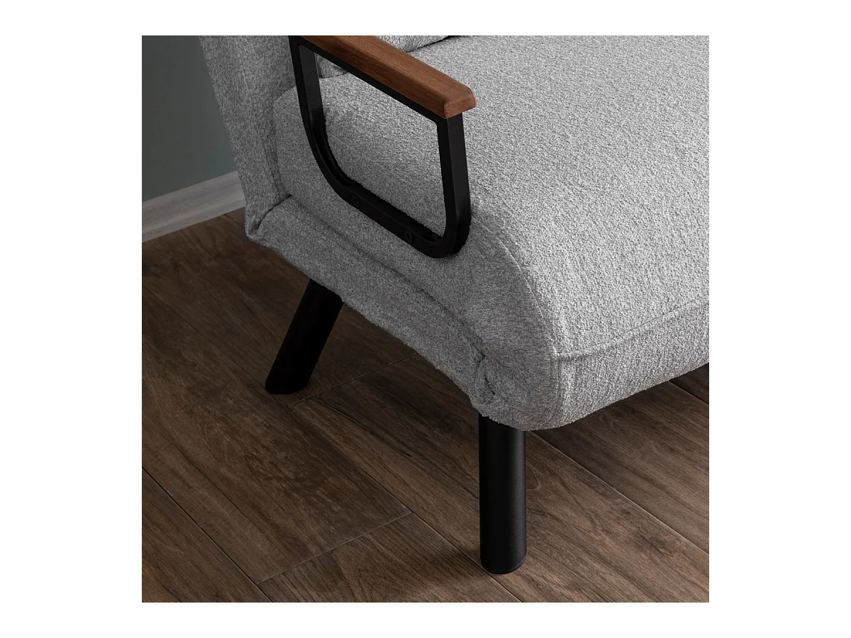 Canapé lit 2 places convertible en tissu bouclette avec pieds en métal L133 cm - SANDO