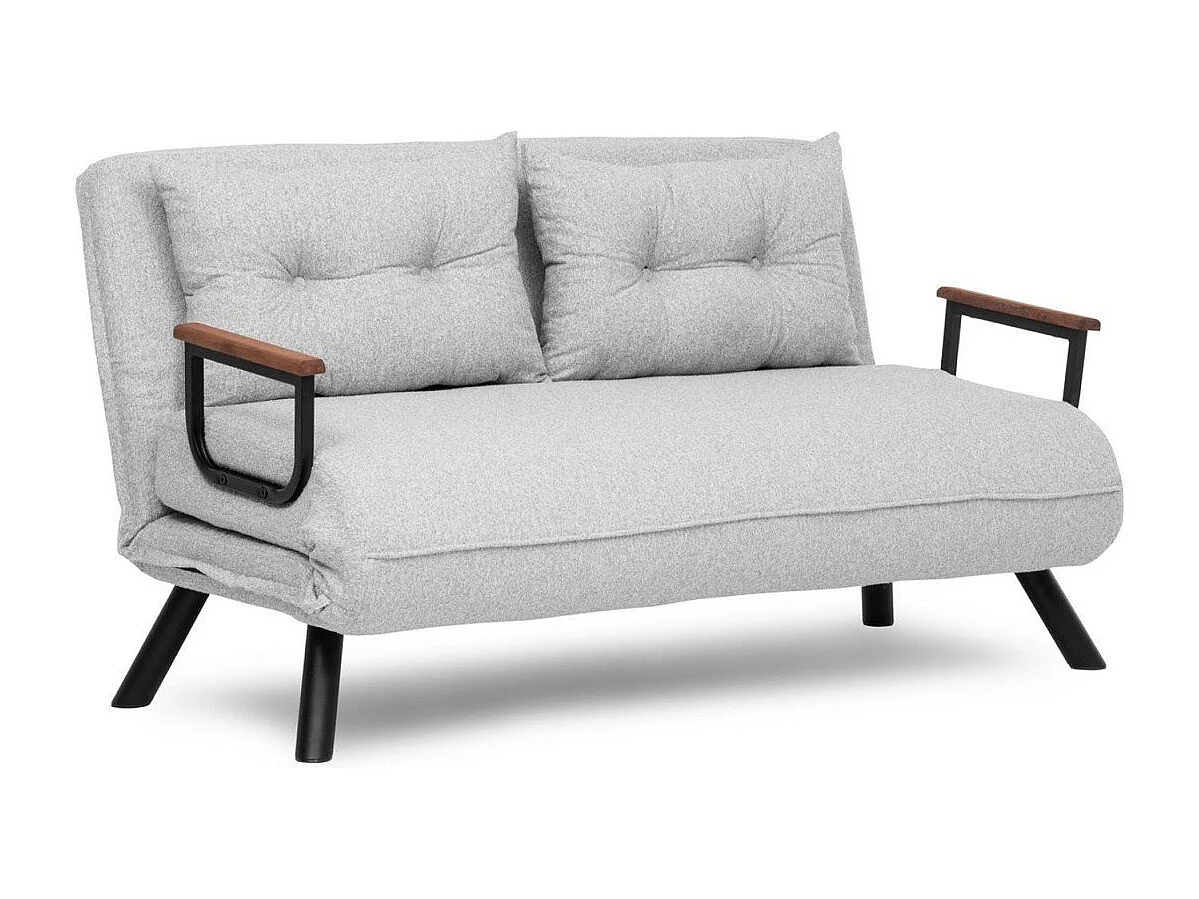 Canapé lit 2 places convertible en tissu bouclette avec pieds en métal L133 cm - SANDO
