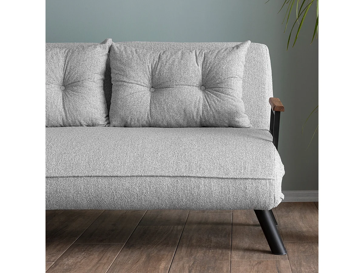 Canapé lit 2 places convertible en tissu bouclette avec pieds en métal L133 cm - SANDO