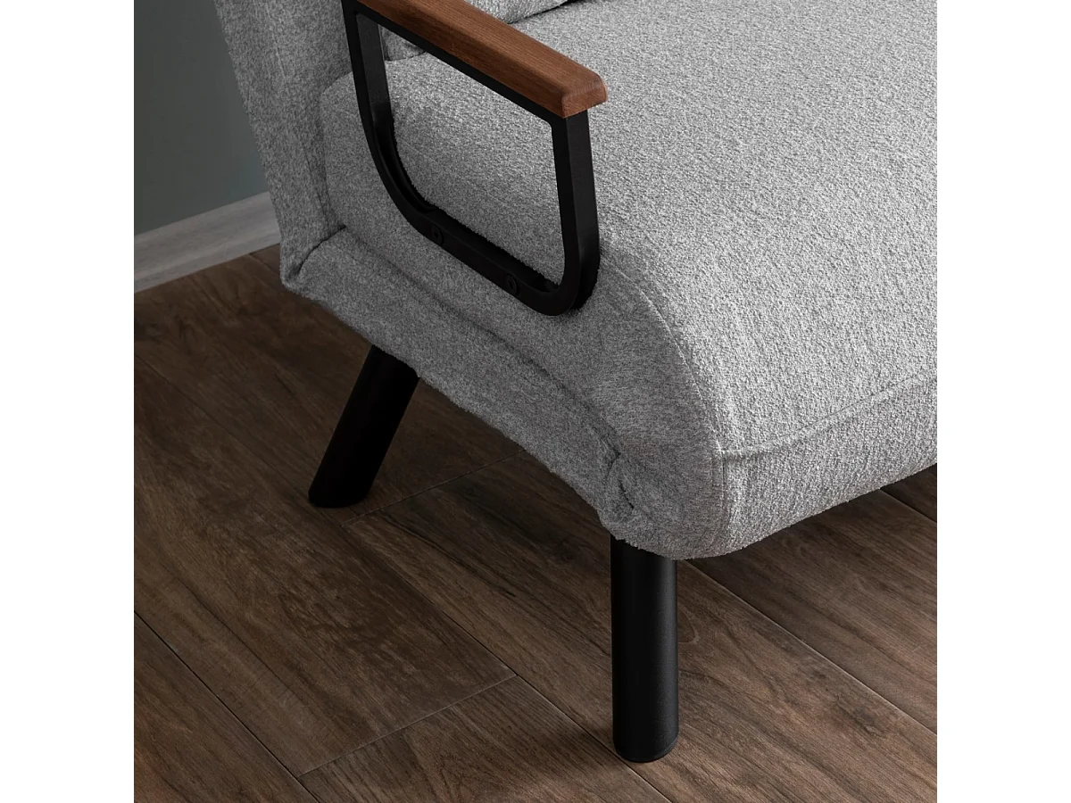 Canapé lit 2 places convertible en tissu bouclette avec pieds en métal L133 cm - SANDO