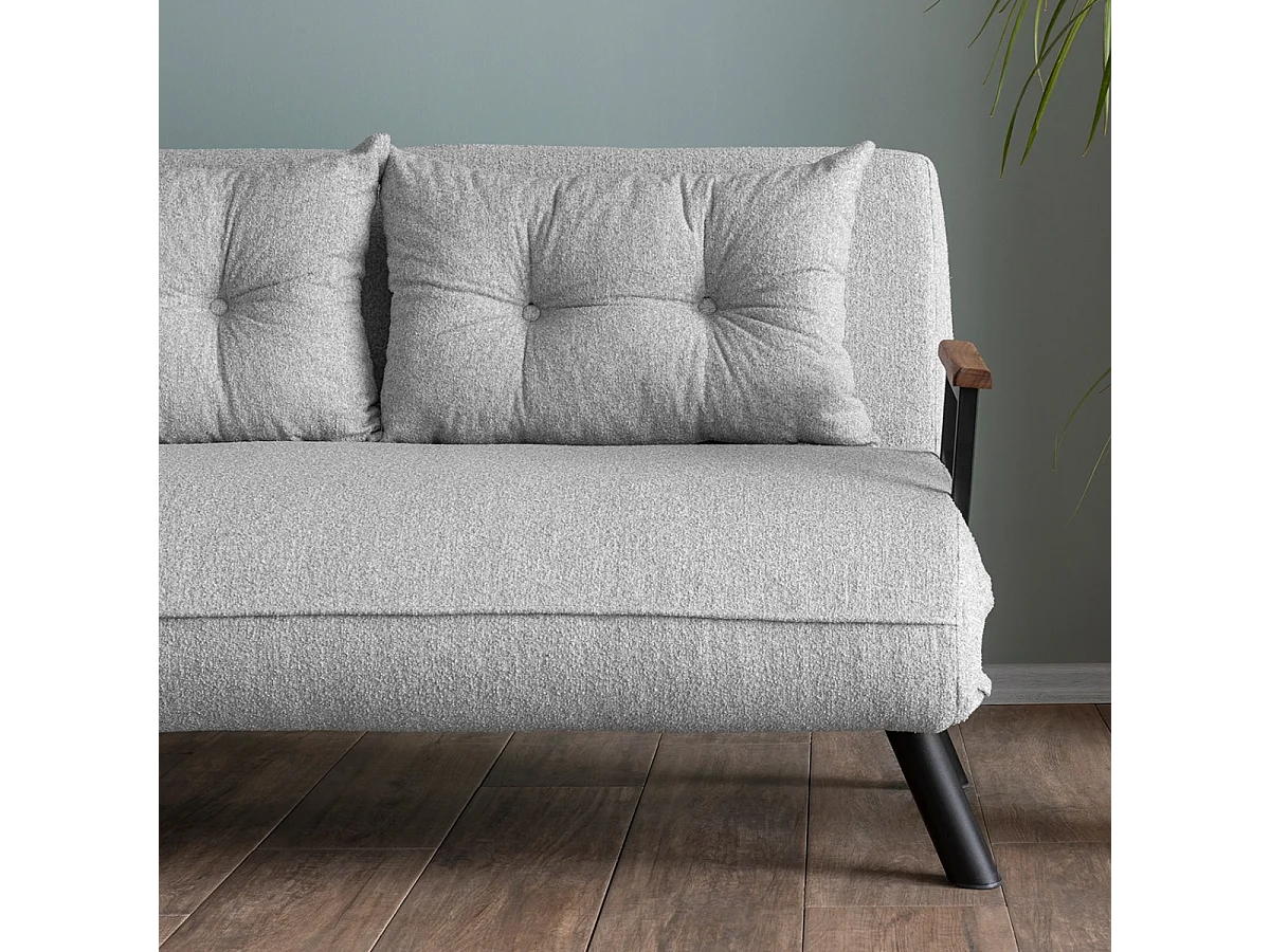 Canapé lit 2 places convertible en tissu bouclette avec pieds en métal L133 cm - SANDO