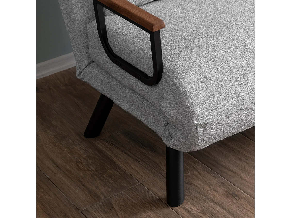 Canapé lit 2 places convertible en tissu bouclette avec pieds en métal L133 cm - SANDO