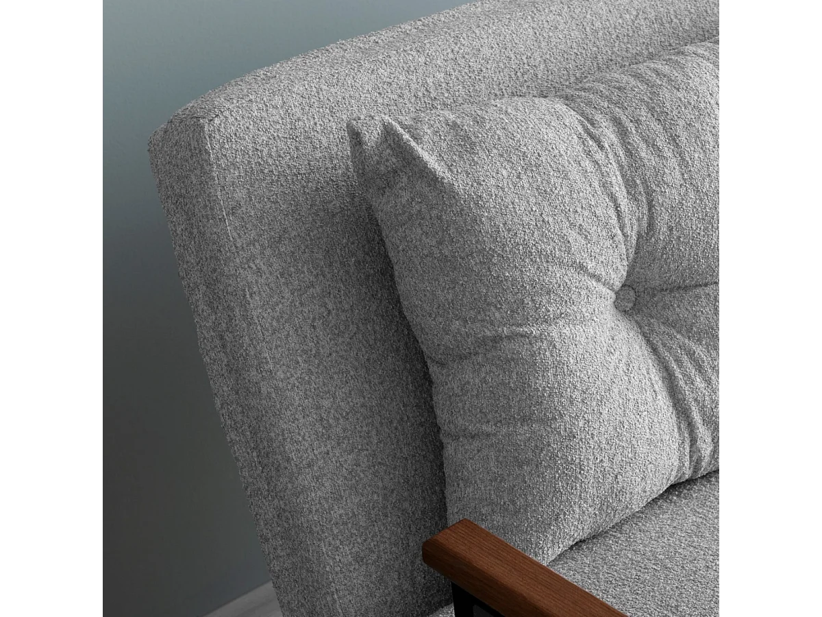 Canapé lit 2 places convertible en tissu bouclette avec pieds en métal L133 cm - SANDO