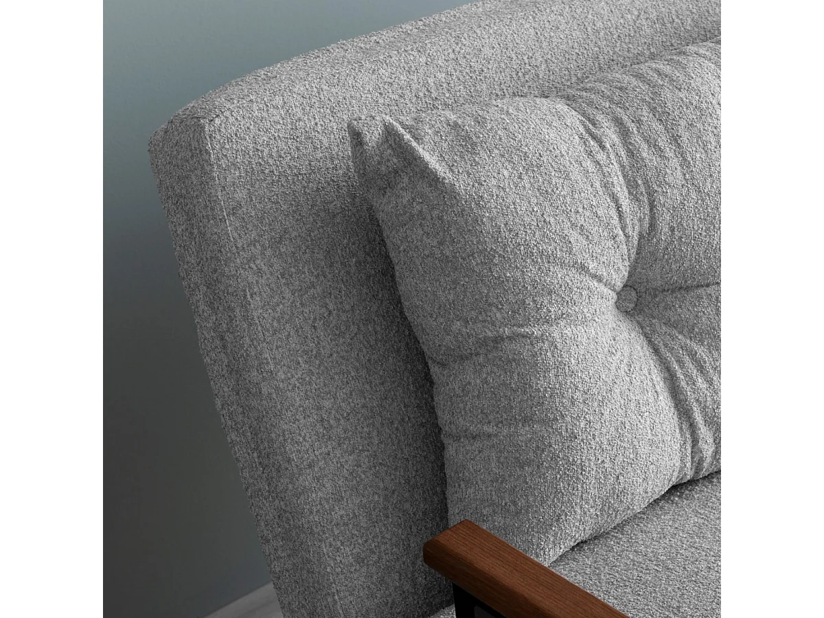 Divano letto 2 posti convertibile in tessuto bouclé con gambe in metallo L133 cm - SANDO