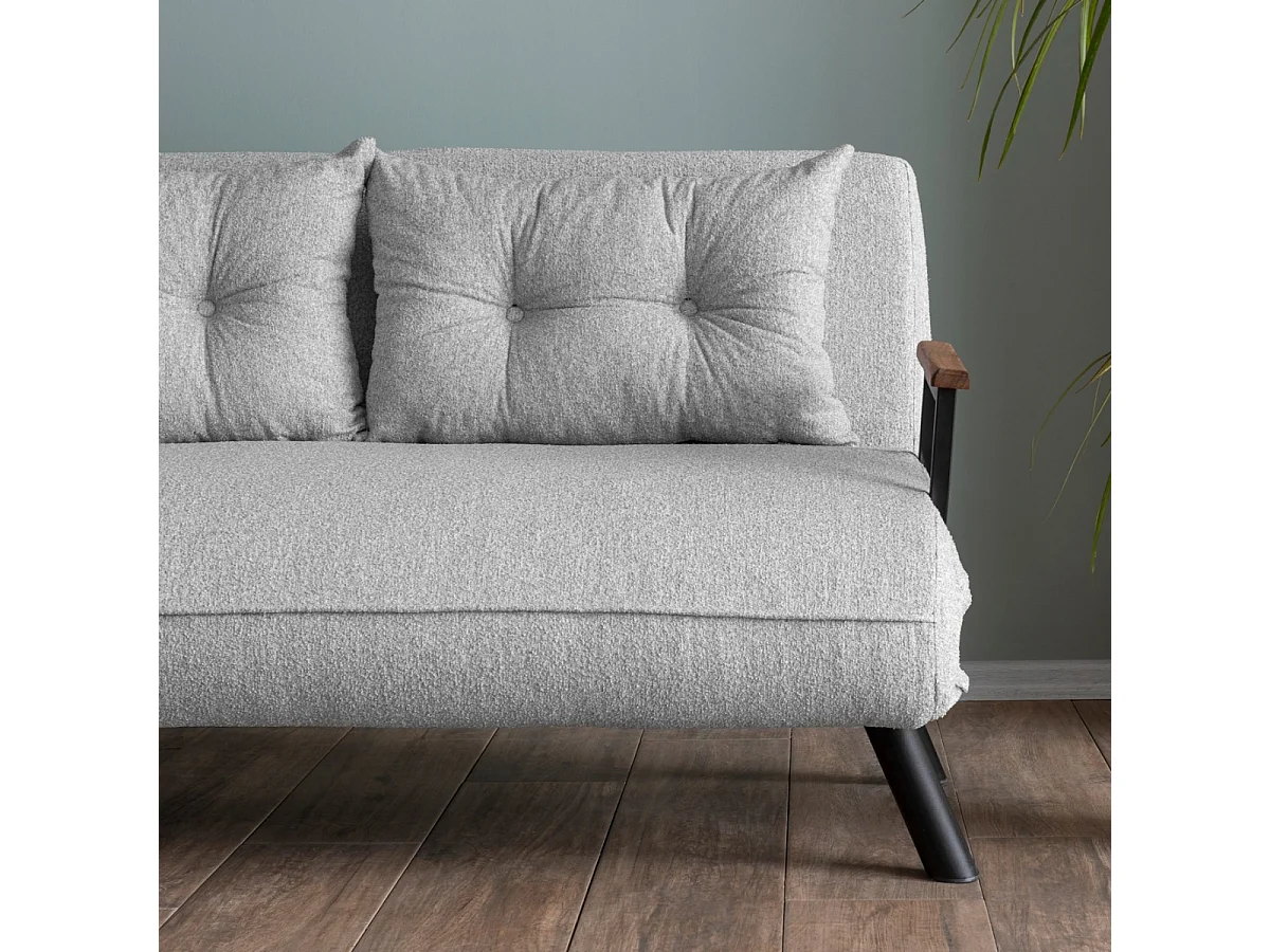 Divano letto 2 posti convertibile in tessuto bouclé con gambe in metallo L133 cm - SANDO