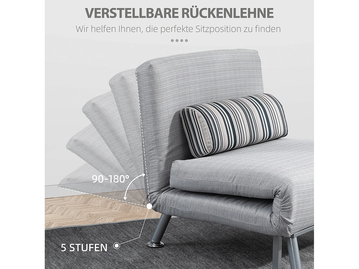 Sillón convertible en cama plegable metálica para salón dormitorio gris 75x70x75cm