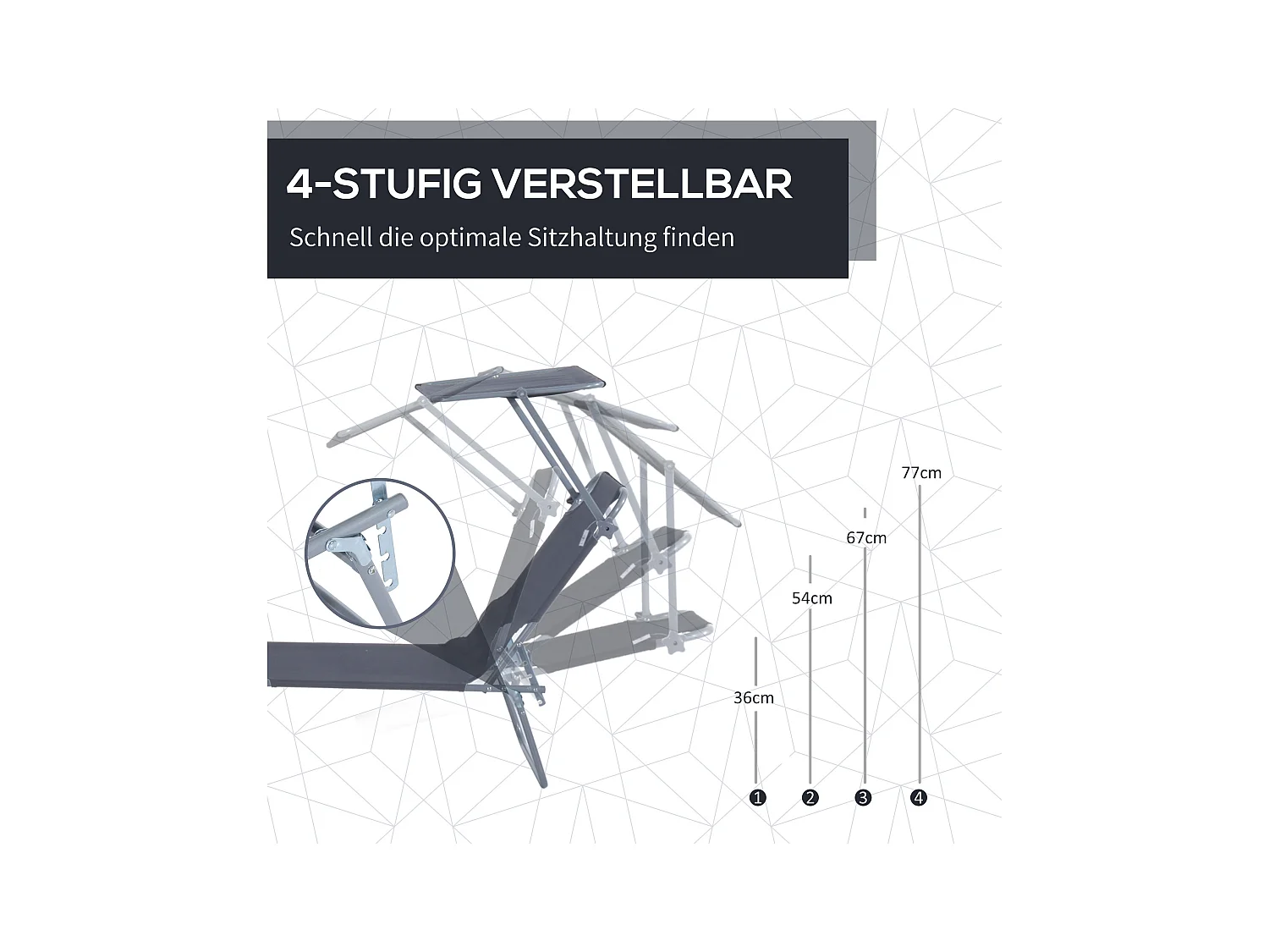 Tumbona plegable con parasol 187x58x36 cm, tumbona para jardín y playa, color gris