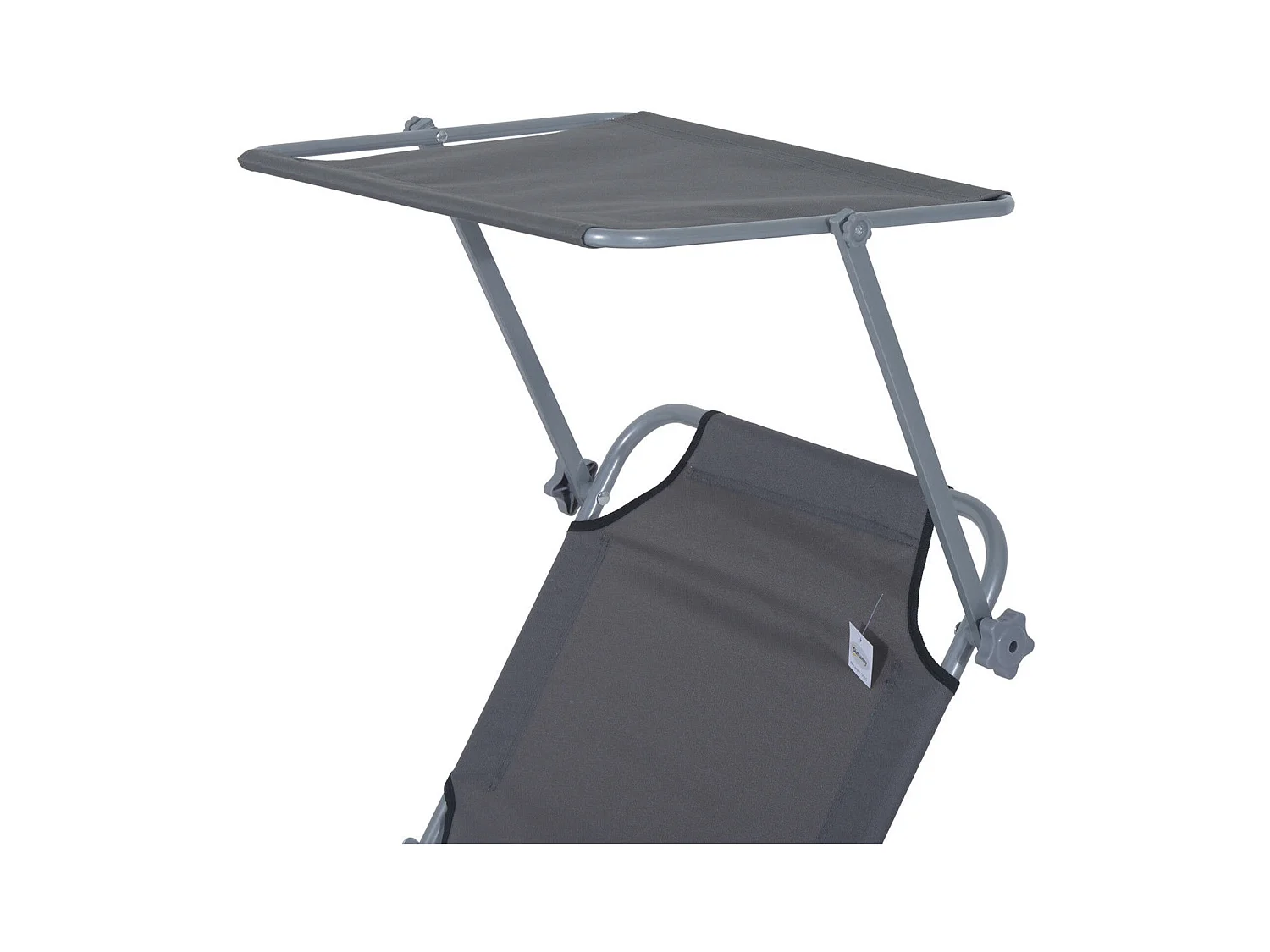 Tumbona plegable con parasol 187x58x36 cm, tumbona para jardín y playa, color gris