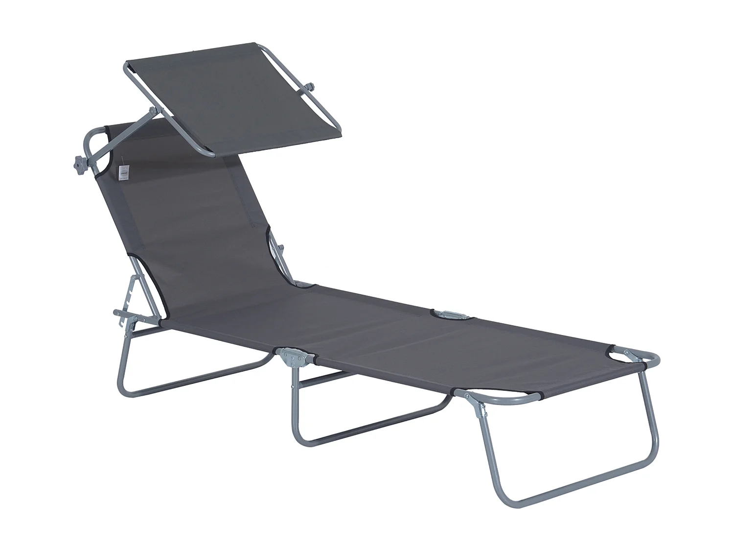 Tumbona plegable con parasol 187x58x36 cm, tumbona para jardín y playa, color gris
