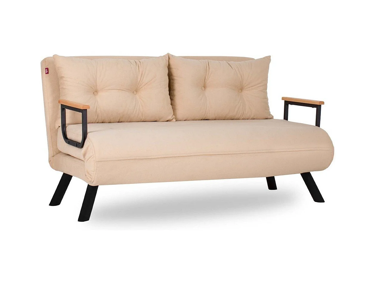 Canapé lit 2 places convertible en tissu avec pieds en métal L133 cm - SANDO