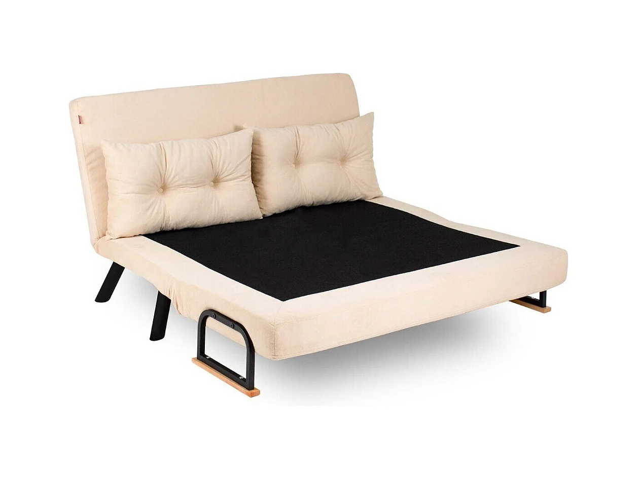 Canapé lit 2 places convertible en tissu avec pieds en métal L133 cm - SANDO