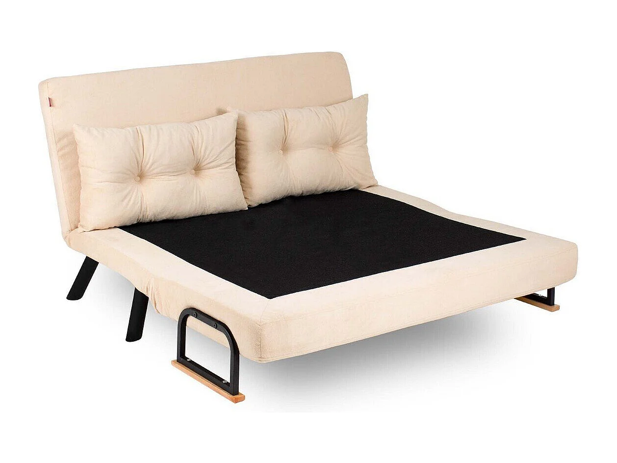 Canapé lit 2 places convertible en tissu avec pieds en métal L133 cm - SANDO