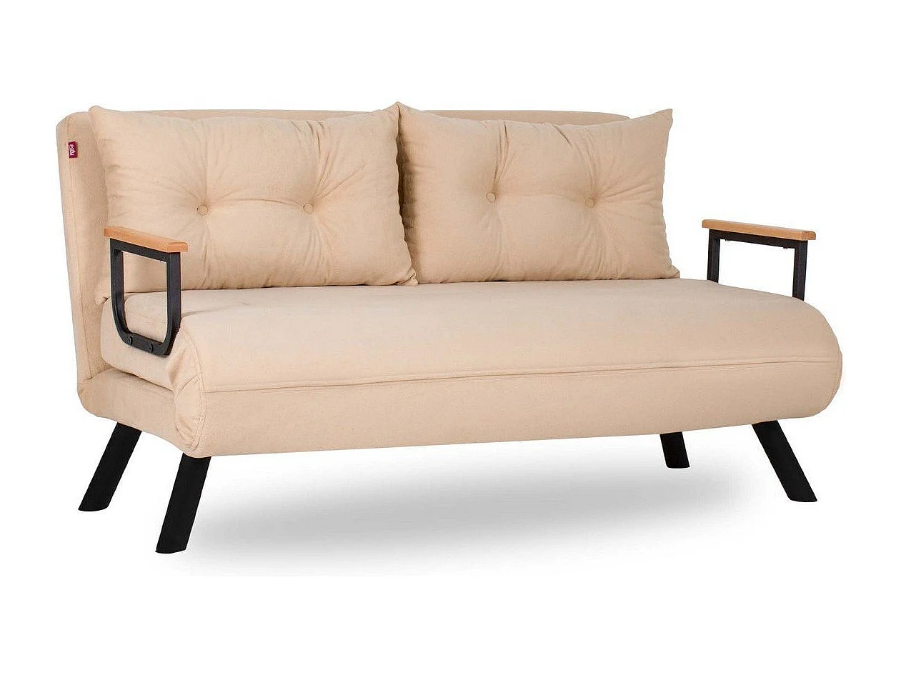 Sofa 2-osobowa rozkładana z tkaniny z metalowymi nóżkami L133 cm - SANDO