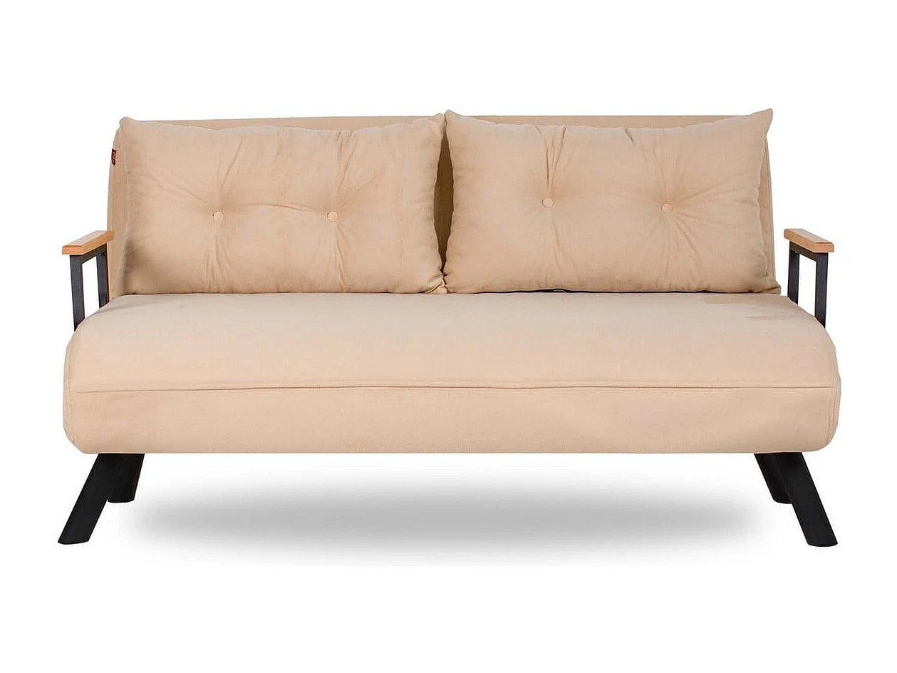 Sofa 2-osobowa rozkładana z tkaniny z metalowymi nóżkami L133 cm - SANDO