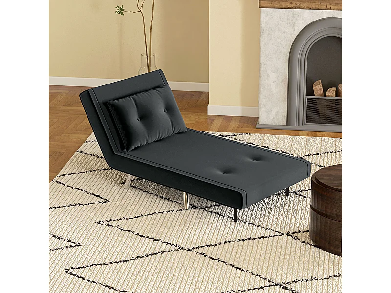 Sofá cama 3 en 1 de terciopelo negro, cama de invitados, relax, 120 kg