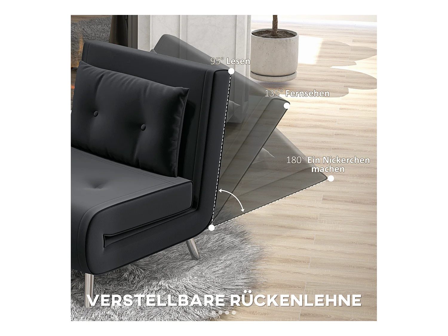 Sofá cama 3 en 1 de terciopelo negro, cama de invitados, relax, 120 kg