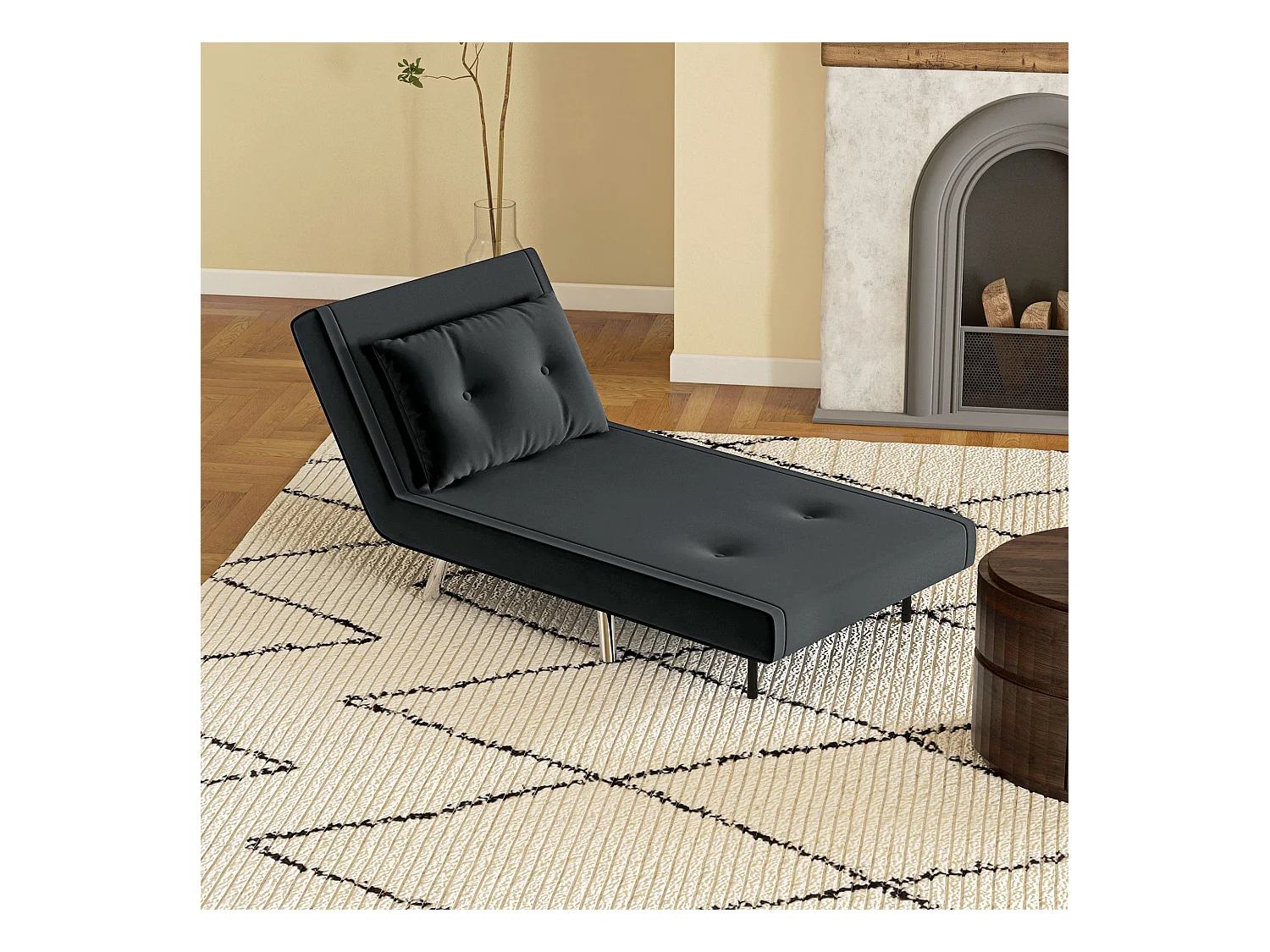 Fauteuil decappottabile 3‑en‑1 nero in velluto, illuminato d'appuntamento, relax, 120 kg