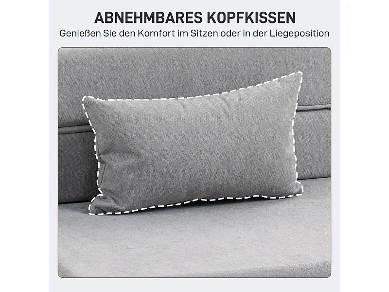 Bodensofa Convertible en Matelas, Fauteuil Relax en Flanelle, Coussin Inclus, Salon et Chambre, Gris Clair, 210 x 80 x 15 cm