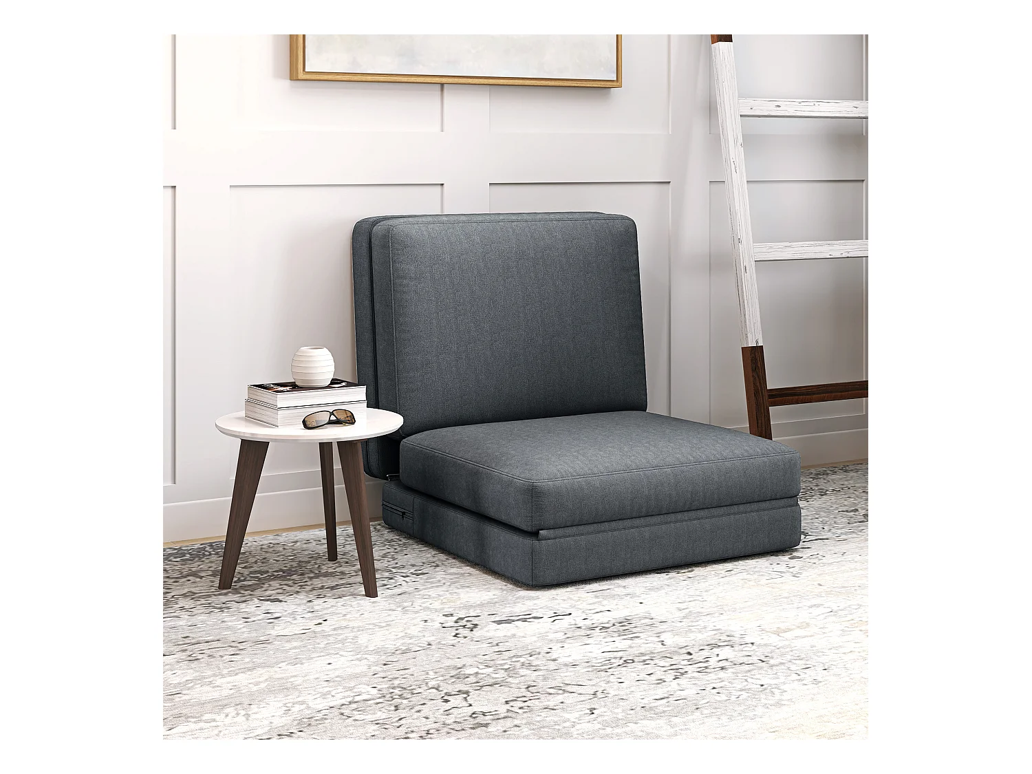 Sofá cama convertible 3 en 1 Bodensofa de terciopelo, tapizado en crema, 240 kg