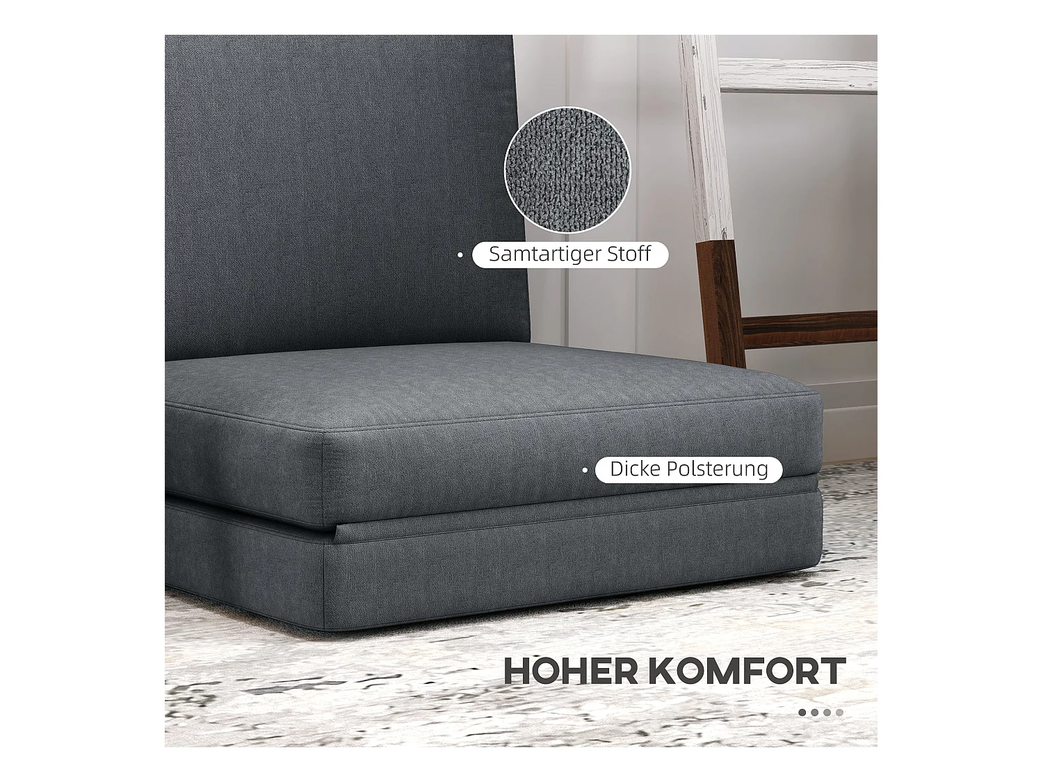 Sofá cama convertible 3 en 1 Bodensofa de terciopelo, tapizado en crema, 240 kg