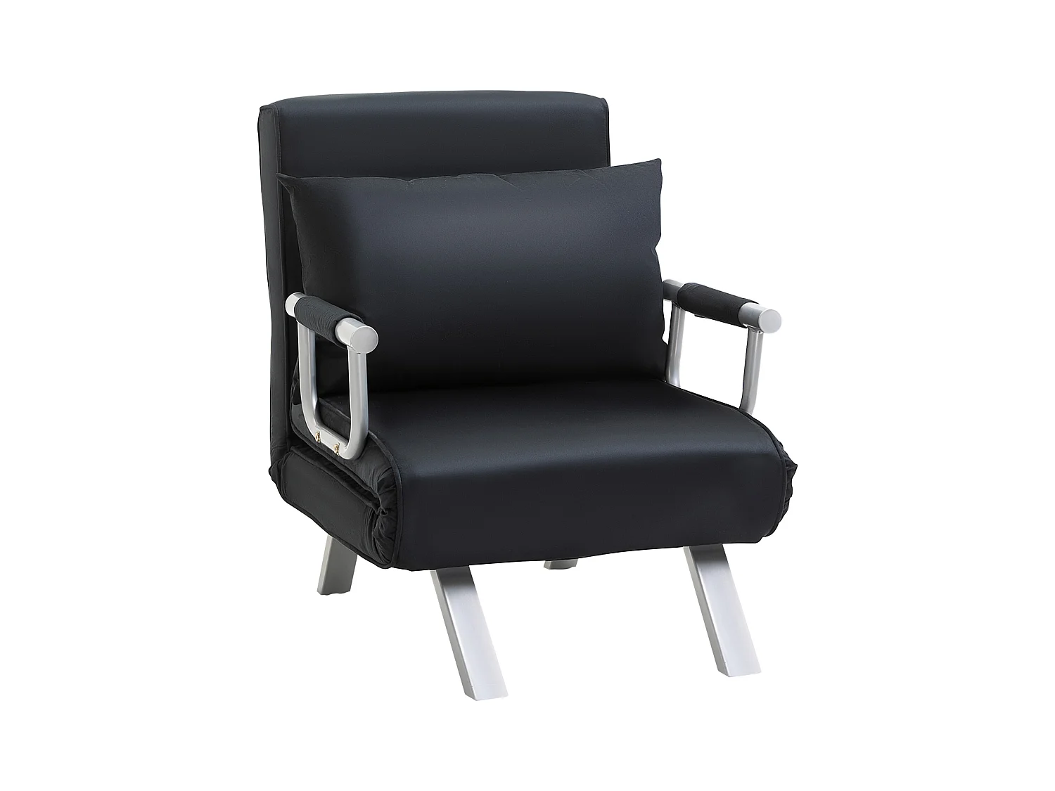 Sofá cama 2 en 1 negro con respaldo ajustable, cojín y funda extraíble para sala de estar