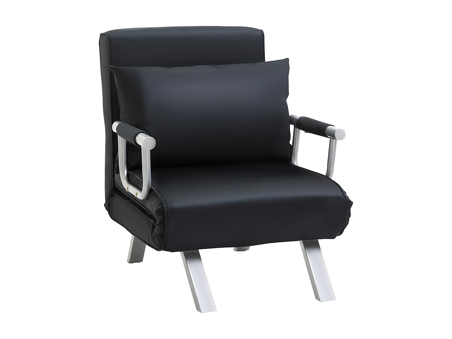 Sofá-cama 2 em 1 preto com encosto ajustável, almofada e capa removível para sala de estar