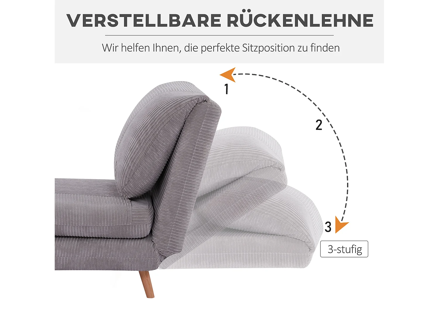 Sofá cama 2 en 1 de pana gris claro con respaldo regulable, convertible en cama