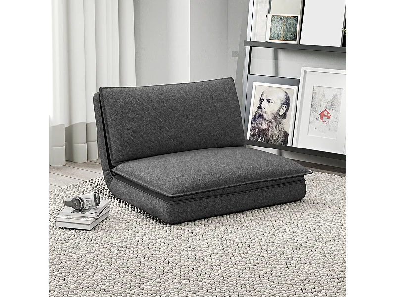 Bodensofa 4‑en‑1 trasformabile lin canapé-lit flessibile con coussin gris foncé 150 kg