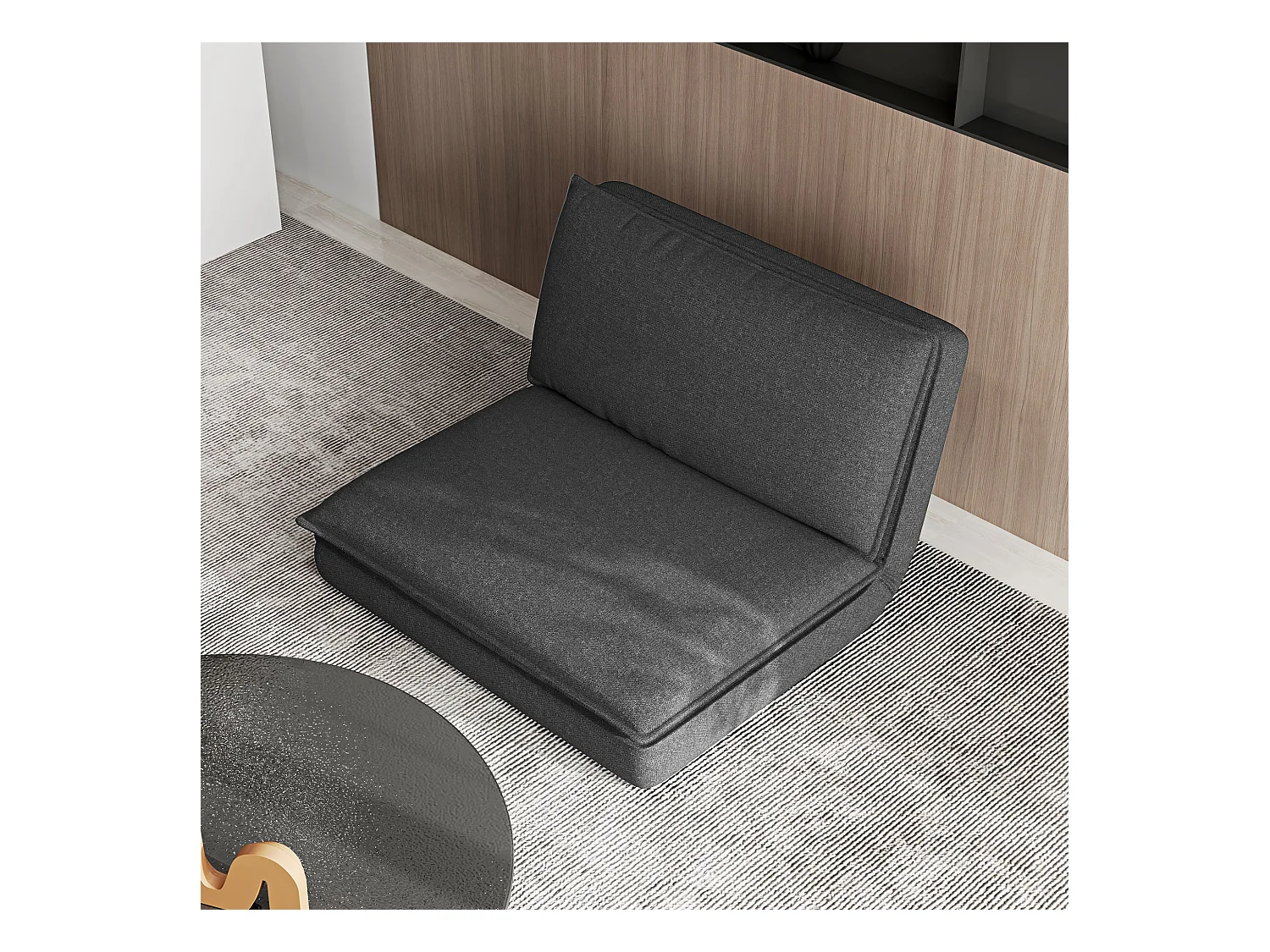 Sofá cama plegable 4 en 1 de lino Bodensofa con cojín gris oscuro, 150 kg