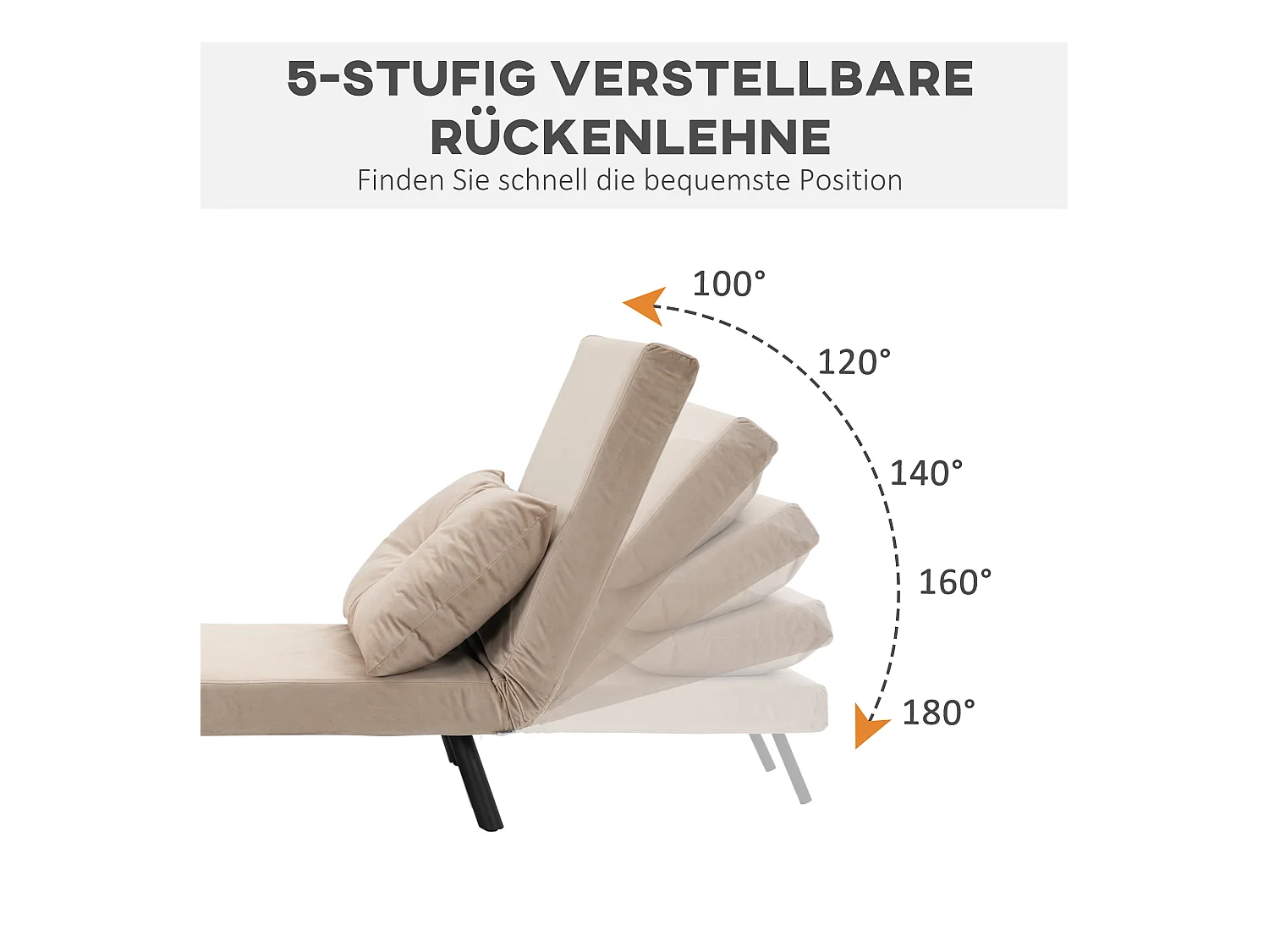 Poltrona conversível de veludo com cama integrada almofada ajustável 63x73x81 cm sala de estar bege