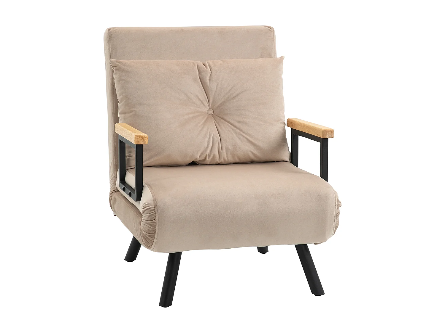 Divano convertibile in velluto con lit intégré coussin réglable 63x73x81 cm salon beige