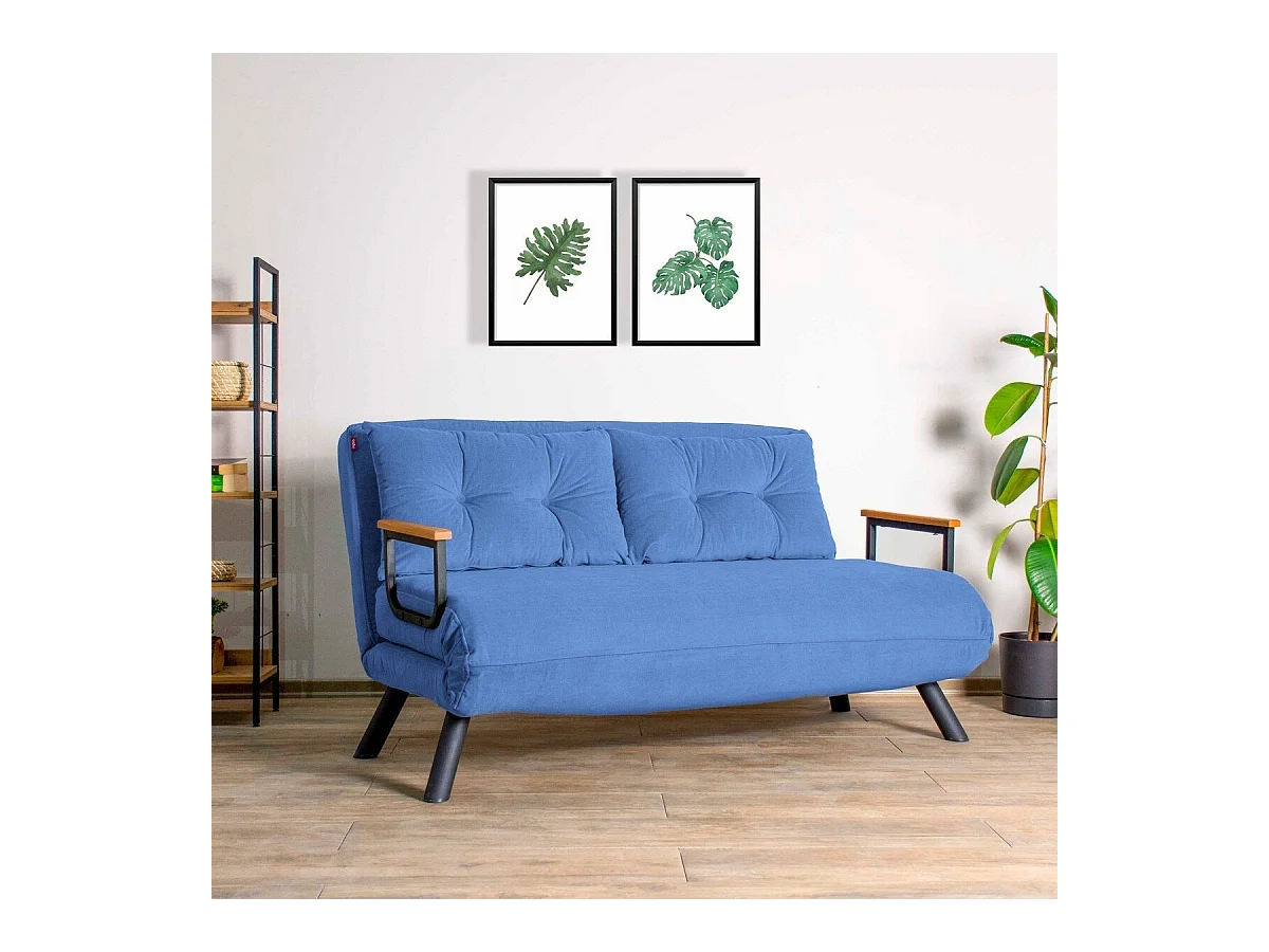Canapé lit 2 places convertible en tissu avec pieds en métal L133 cm - SANDO