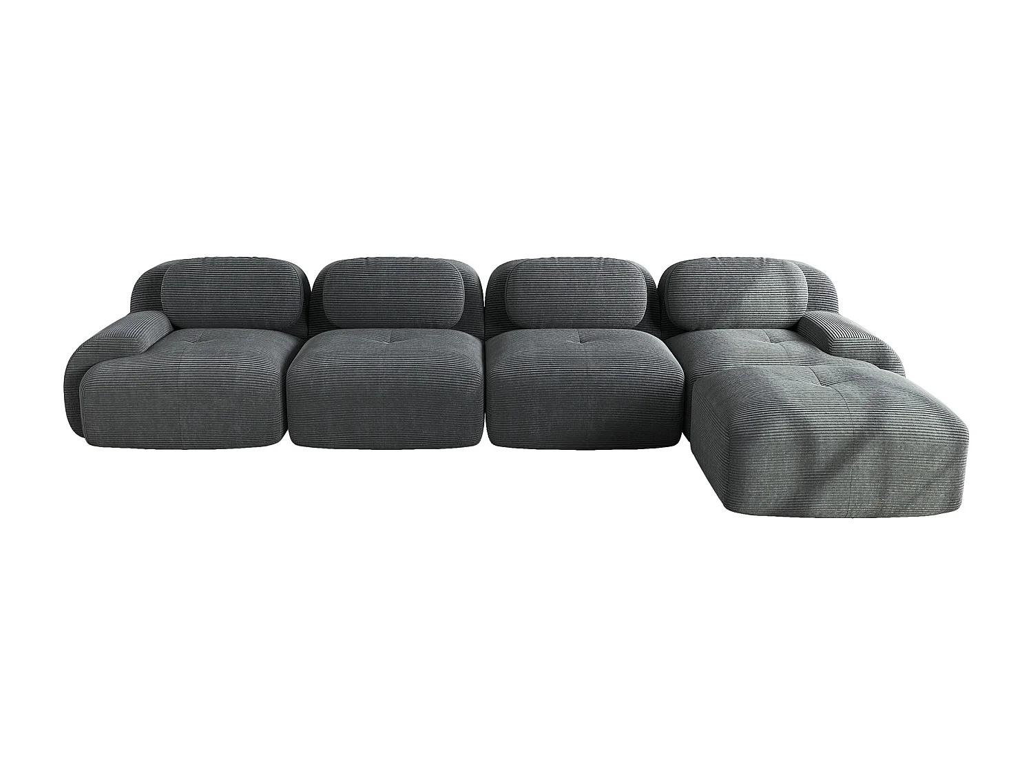 Canapé modulabile 4 posti velluto a coste mousse 32D chaiselongue ergonomica salon gris