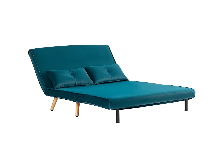 Sofá cama de 2 plazas en tela verde oscuro, cama clic-clac 190 cm, metal, salón, dormitorio