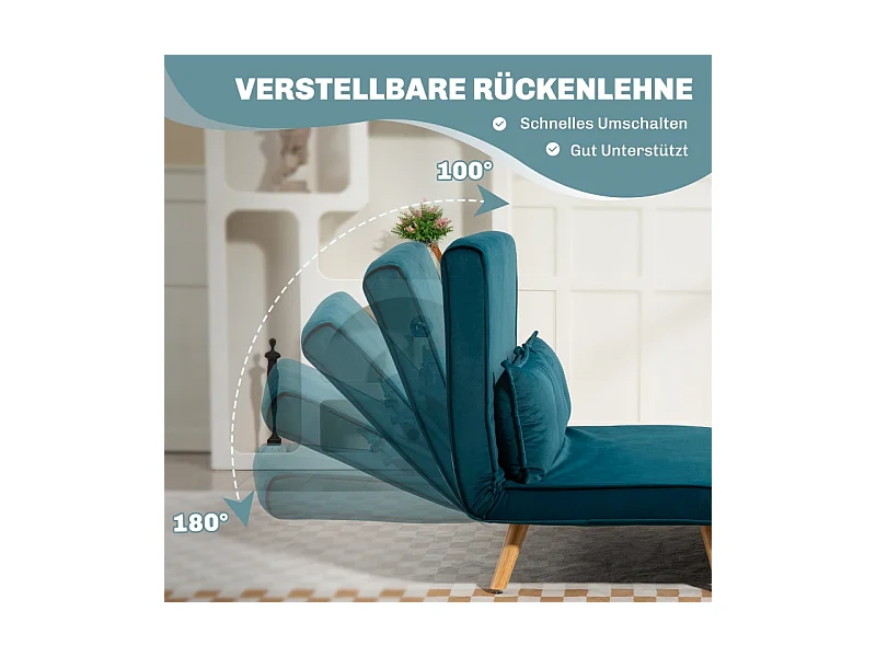 Sofá cama de 2 plazas en tela verde oscuro, cama clic-clac 190 cm, metal, salón, dormitorio