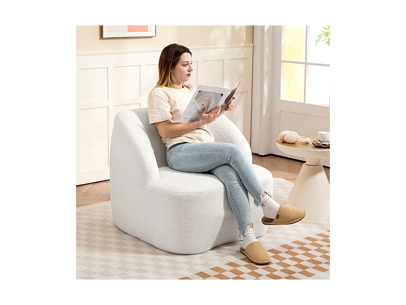 Sillón moderno terciopelo poliestireno cómodo salón dormitorio despacho crema 81x82x73 cm