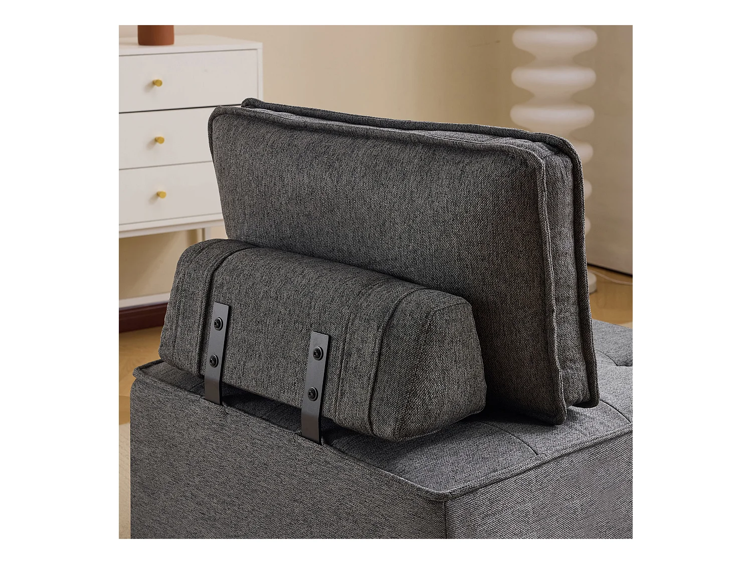 Canapé 1 posto Lin Compact Modulabile Salon Chambre Gris