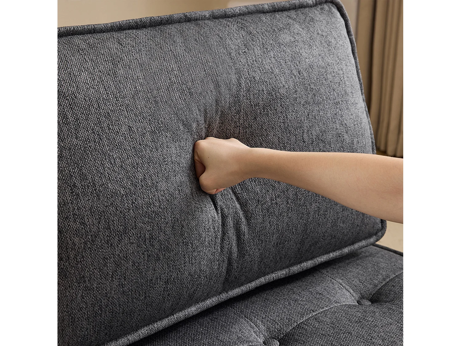 Sofá modular compacto de lino de una plaza para salón o dormitorio, color gris