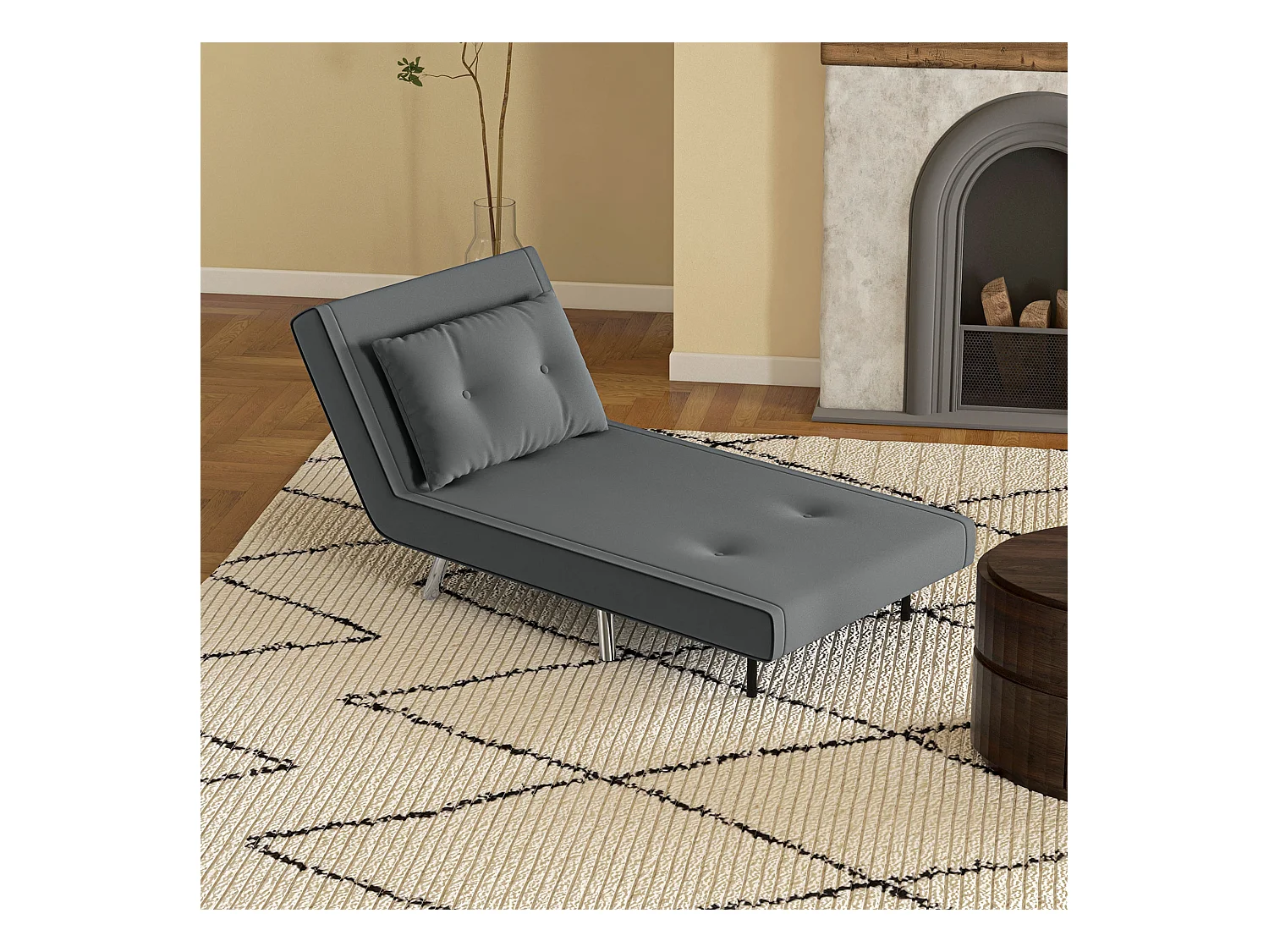 Sillón convertible 3 en 1 con colchón y cojín, gris oscuro, para salón y dormitorio