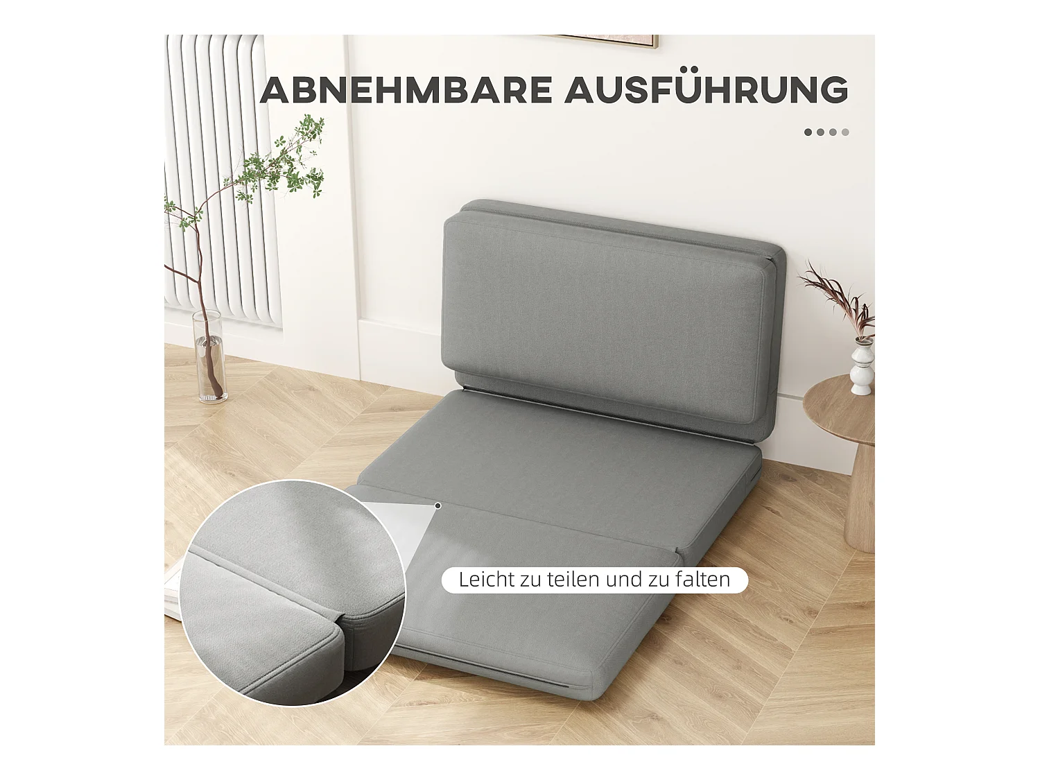 Sofá cama convertible 3 en 1 de terciopelo Bodensofa, tapizado en gris claro, 240 kg