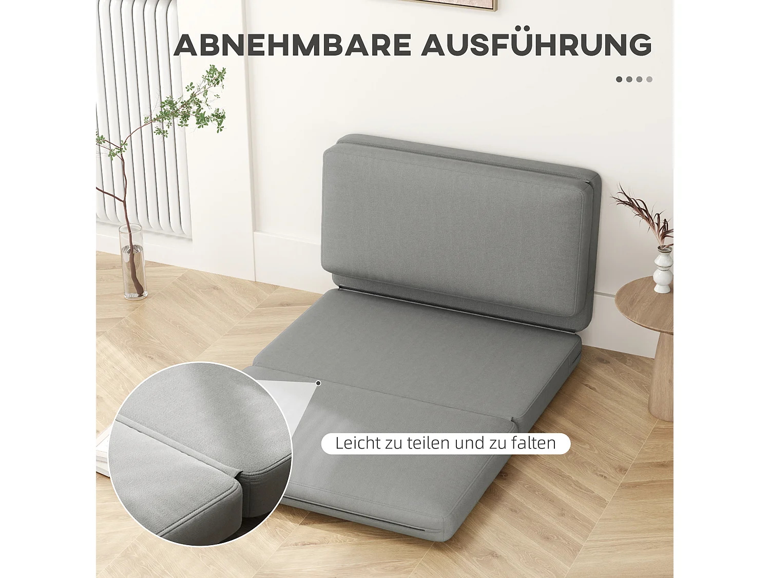 Sofá cama convertible 3 en 1 de terciopelo Bodensofa, tapizado en gris claro, 240 kg