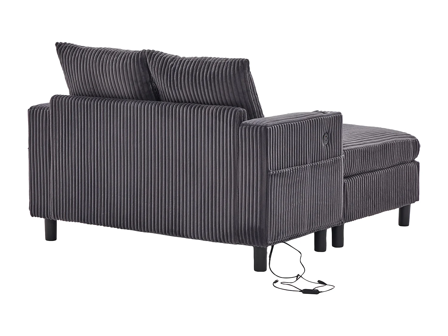 Poltrona relaxante de veludo XXL com LED, porta USB e porta-copos para sala de estar e quarto, cinza