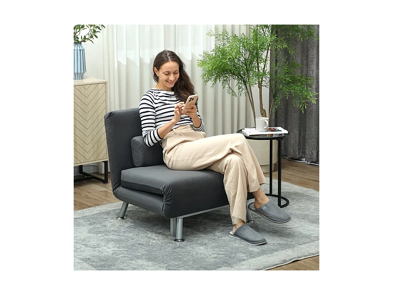 Sillón convertible de franela Bodensofa, multifuncional y relajante con cojín, para salón y dormitorio, gris claro, 210 x 80 x 15 cm