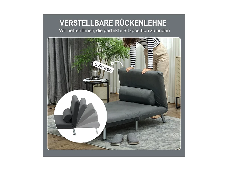 Sillón convertible de franela Bodensofa, multifuncional y relajante con cojín, para salón y dormitorio, gris claro, 210 x 80 x 15 cm