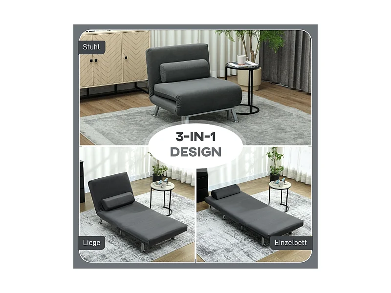 Bodensofa convertibile Flanelle, Fauteuil Relax Multifonction avec Coussin, Salon et Chambre, Gris Clair, 210 x 80 x 15 cm