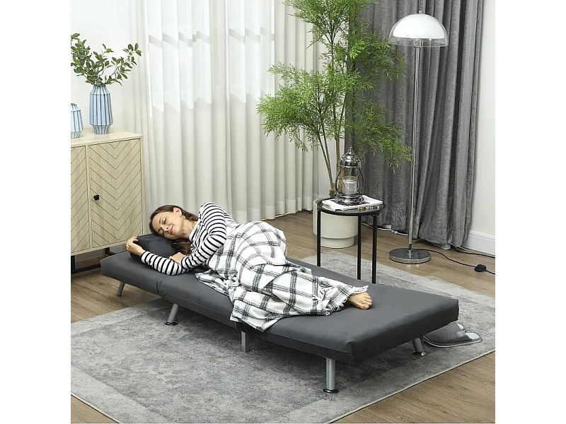 Sillón convertible de franela Bodensofa, multifuncional y relajante con cojín, para salón y dormitorio, gris claro, 210 x 80 x 15 cm