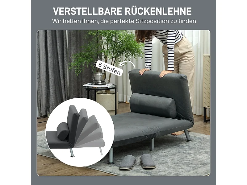 Sillón convertible de franela Bodensofa, multifuncional y relajante con cojín, para salón y dormitorio, gris claro, 210 x 80 x 15 cm