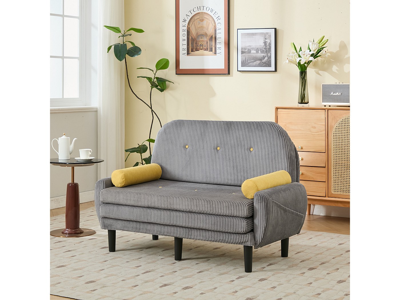 Divano Letto A Ribalta In Velluto A Coste Beige Posto Letto A Doghe 140 Cm Materasso 14 Cm In Velluto Coste Beige Vizir
